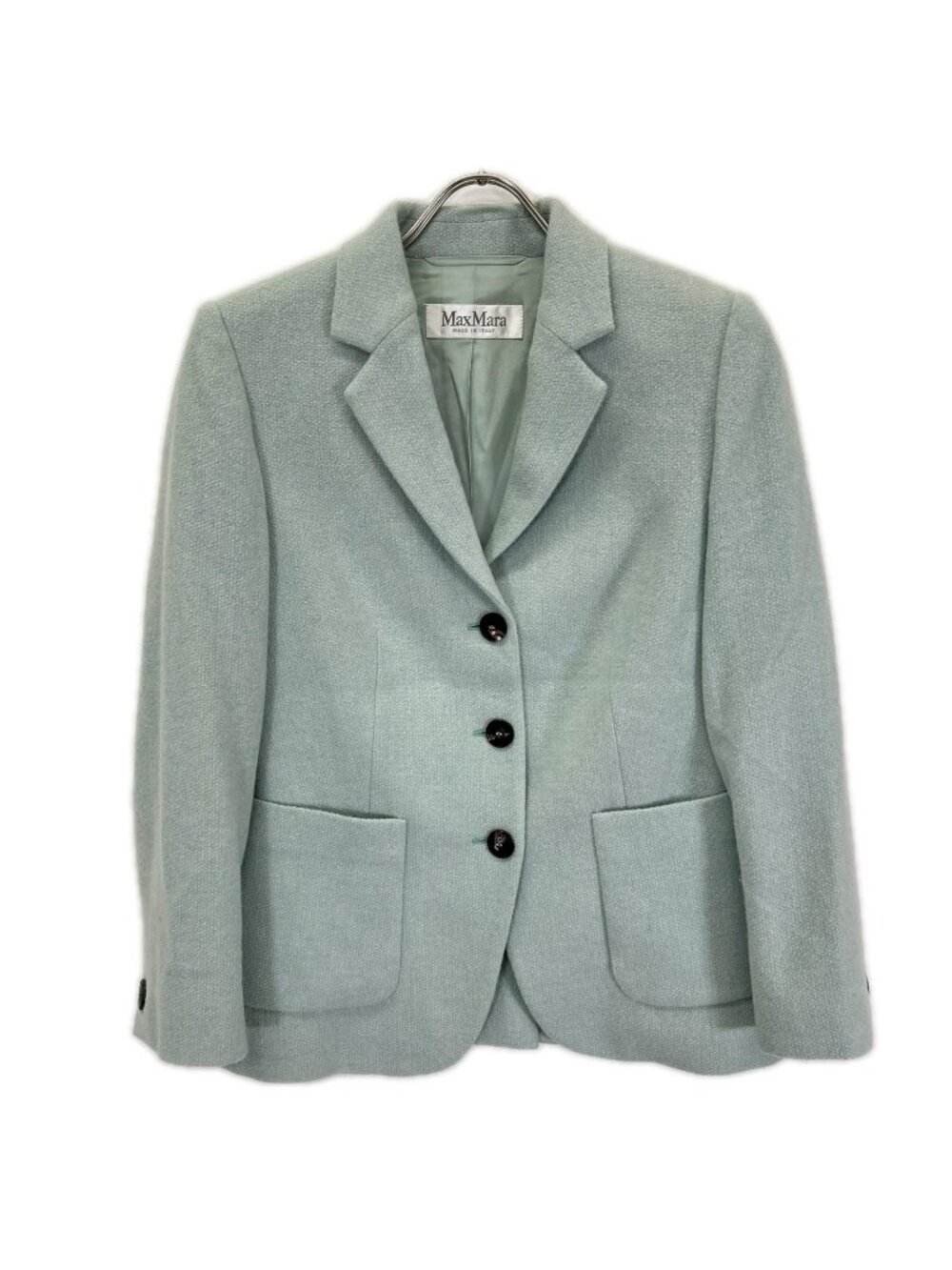 Max Mara Pale Blue Cashmere 100 Center Vent Single Tailored Jacket 38